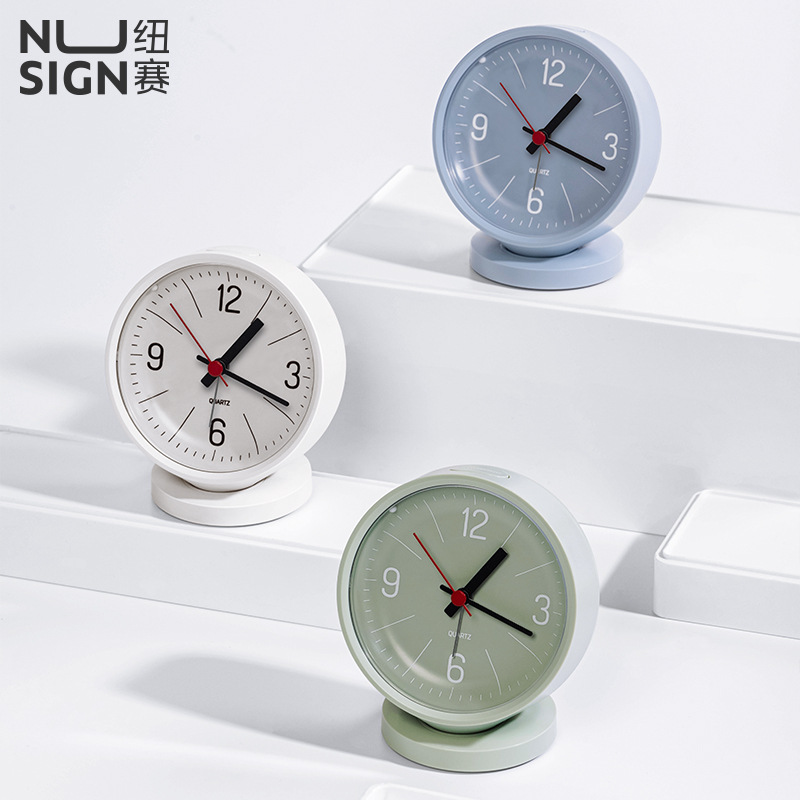 得力NS886指针式闹钟简约桌面座钟时钟卧室床头钟表小闹钟台钟客