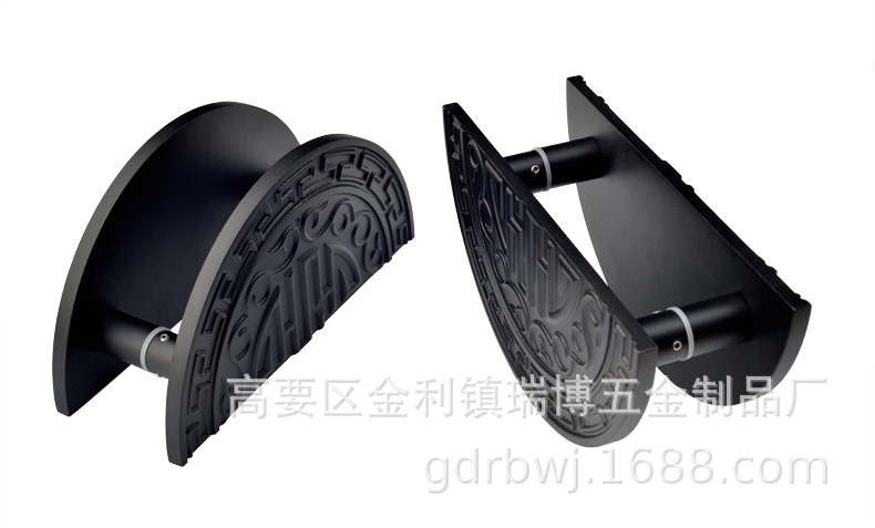 古铜色雕刻门把手中式玻璃门木门把手实心铝板定制对装