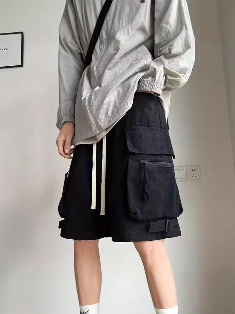 Cargo Shorts Men's 2025 New Summer Trendy American Style Multi-Pocket Functional Pants Straight Loose Knee-Length Shorts