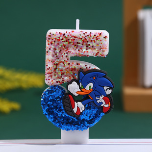 Cross-Border Blue Sonic Amazon Xiyin Temu Digital Holiday Candle Cake Party Creative Decoration Wholesale