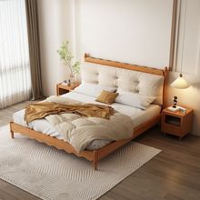 北欧全实木床云朵床软靠床简约原木床1.8米双人床婚床1.5米主卧床