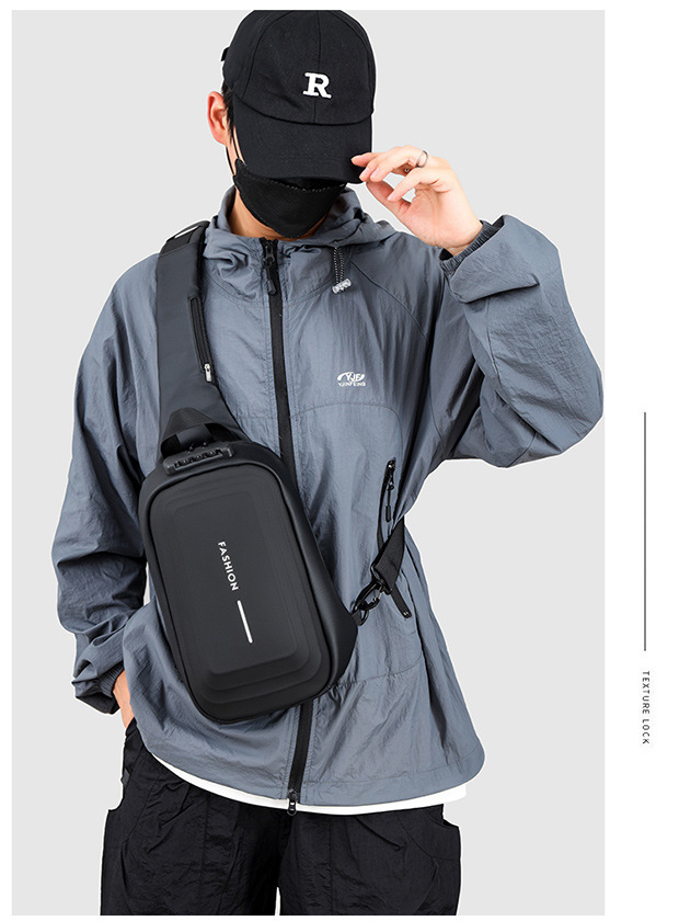 2024 Spring Sports chest backpacks, cross-border wholesale USB charging port bags, men's crossbody bags, fashionable single-shoulder bags undefined