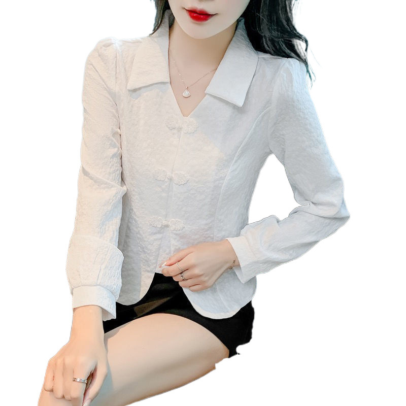 Elegant autumn fashionable retro design shiffon long-sleeve