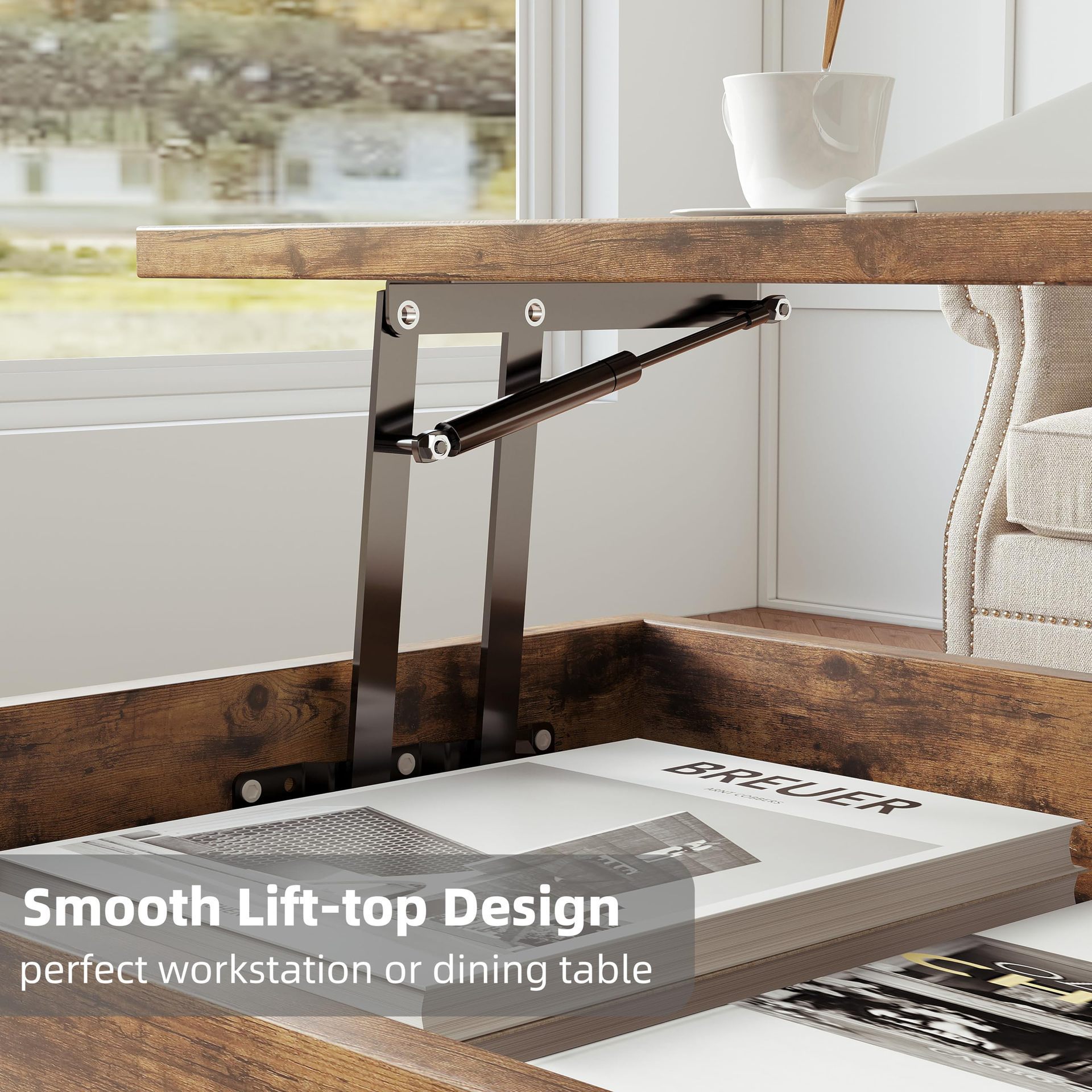 Mesa de té retro americana sala de estar simple mesa de té de hierro forjado moderna pequeña casa de lujo elevable mesa de té