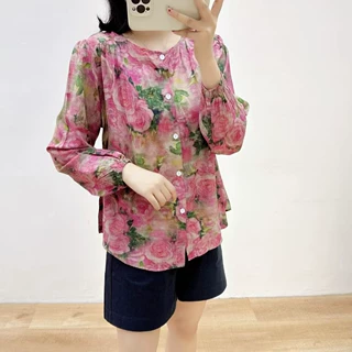 棉绸长袖衬衣装女上衣夏季薄款睡衣人造棉时尚居家服防晒开衫