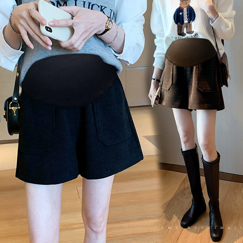 Короткие штаны для беременных, весенне-осенний наряд, свободные спортивные фитили больших размеров, бархатные шорты для беременных, широкие штанины, сапоги для живота, брюки