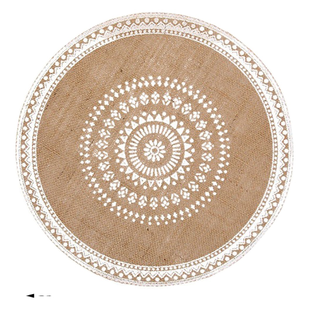 Jute Placemats Round Restaurant Retro Coasters Plate Mats Bowl Mats Simple Non-Slip Mats Heat Insulation Mats Round Placemats