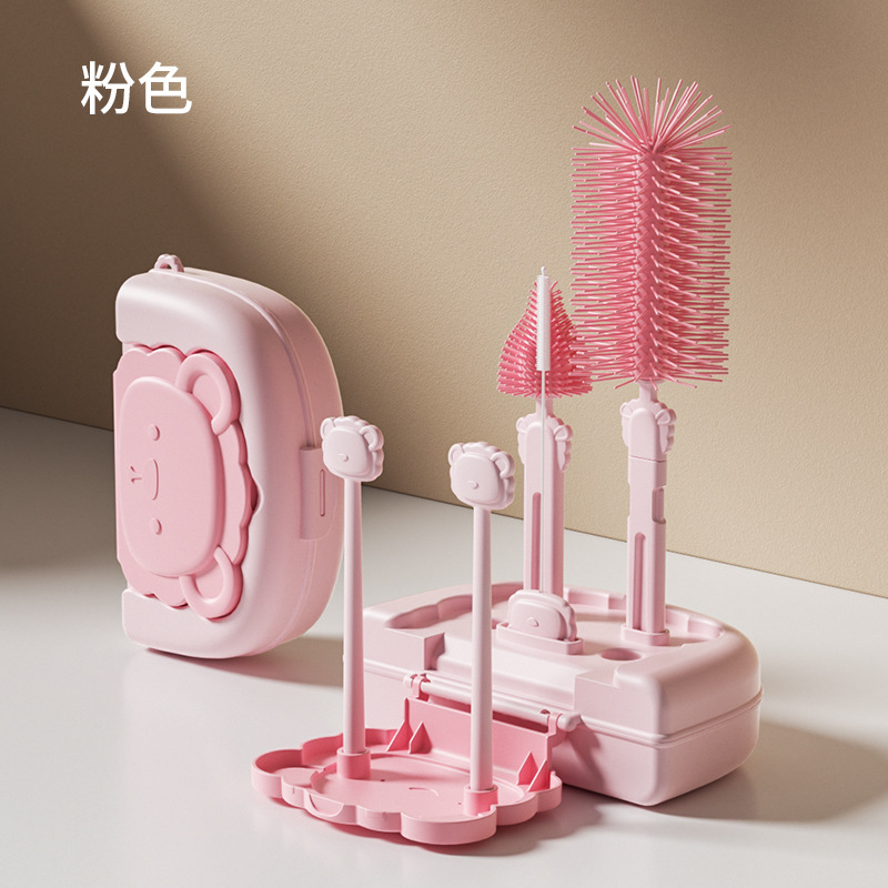 Cepillo de botella cepillo de limpieza bebé recién nacido cepillo de pezón traje de cepillo de paja botella giratoria cepillo de limpieza enjuague