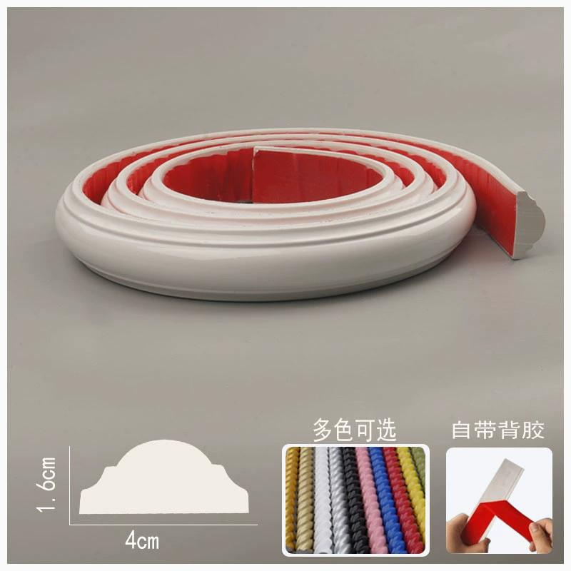 PVC Soft Edge Strip Self-Adhesive, Curved Ceiling & TV Wall Molding, White, Various Widths