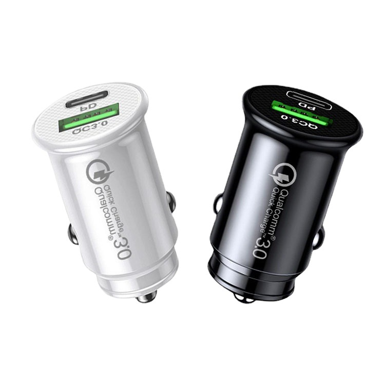 QIHANG 跨境电商爆款车载双口QC3.0USB18W+PD18W超级快充可印LOGO