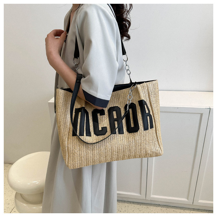 Large capacity fashion tote bag 2025 new style this year's popular woven single-shoulder bag underarm letter handbag wholesale full figure