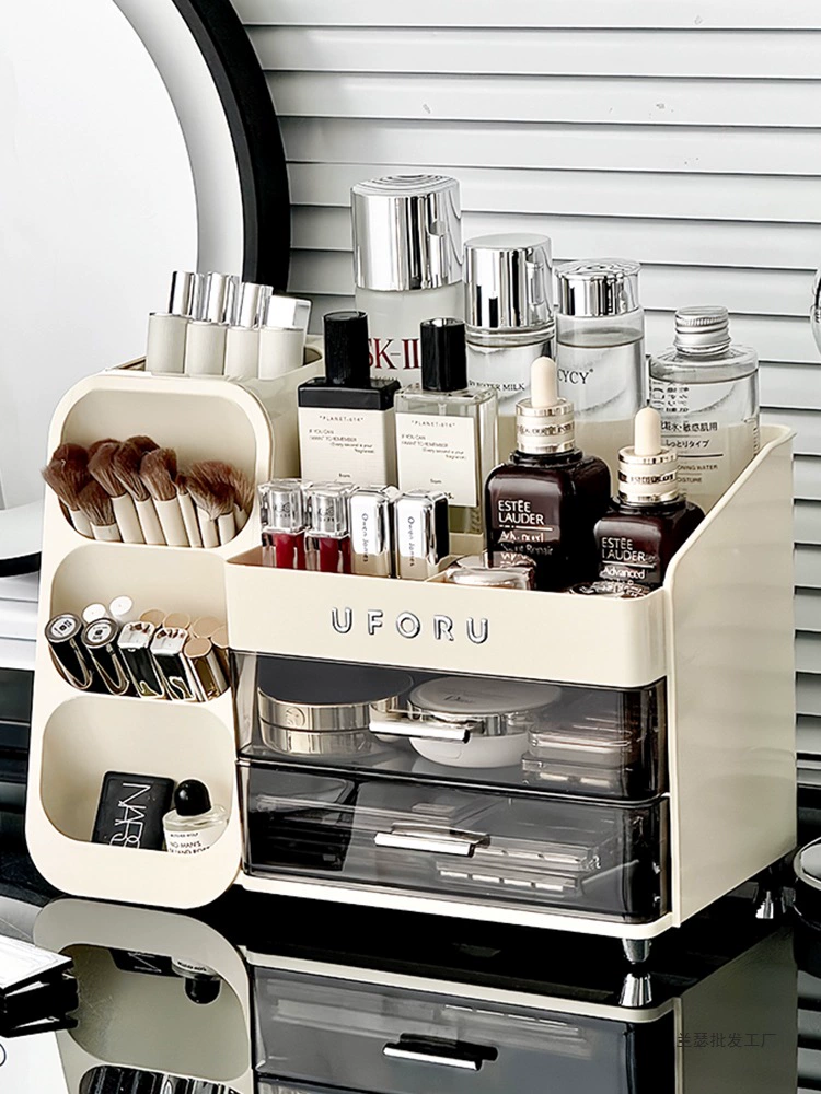 Ящик для хранения косметики, настольный высококачественный туалетный столик, коробка для хранения помады, карандаша для бровей, большая вместительная стойка для хранения средств по уходу за кожей