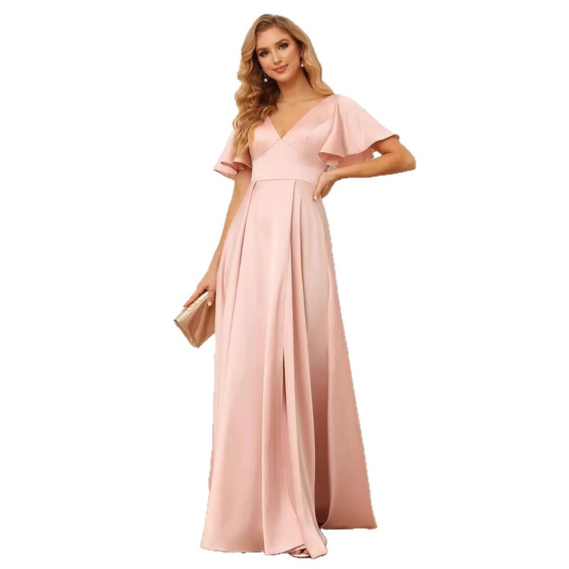 Amazon Sexy Satin Evening Dress with Deep V-Neck and Side Slit, High-Waisted Elegant Slim-Fit Party Dress Amazon Sexy Satin Evening Dress with Deep V-Neck and Side Slit, High-Waisted Elegant Slim-Fit Party Dress