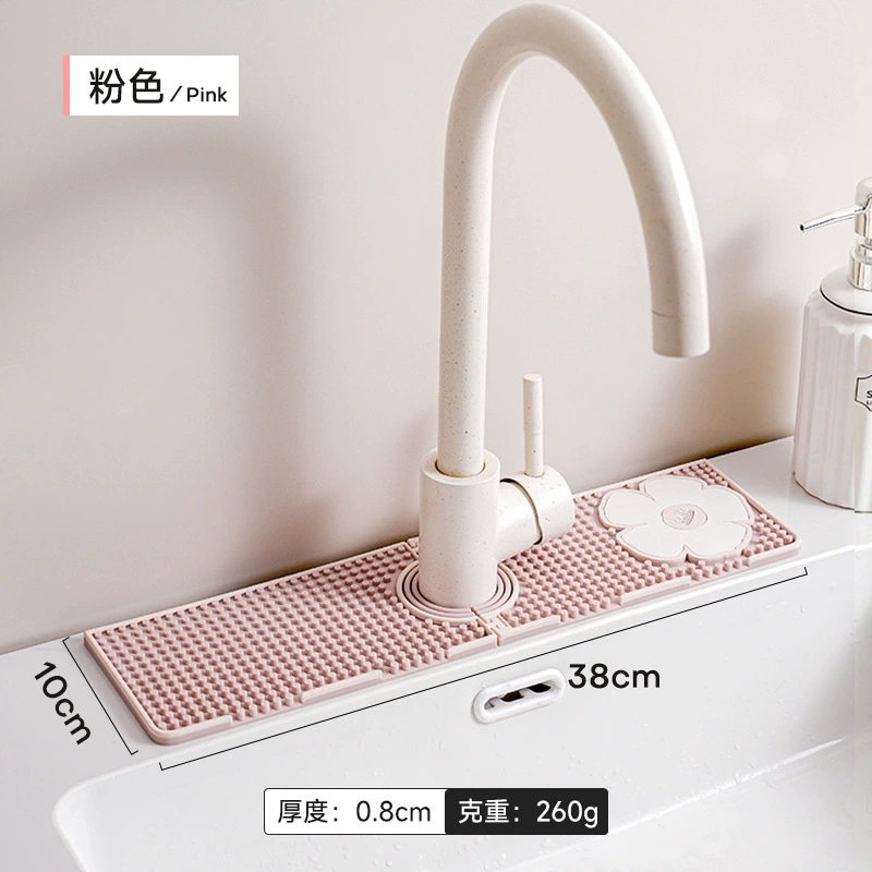 Силиконовый гигиеничный сушильный коврик 14×38 см, водонепроницаемый, с дренажем; розовый/голубой/бежевый