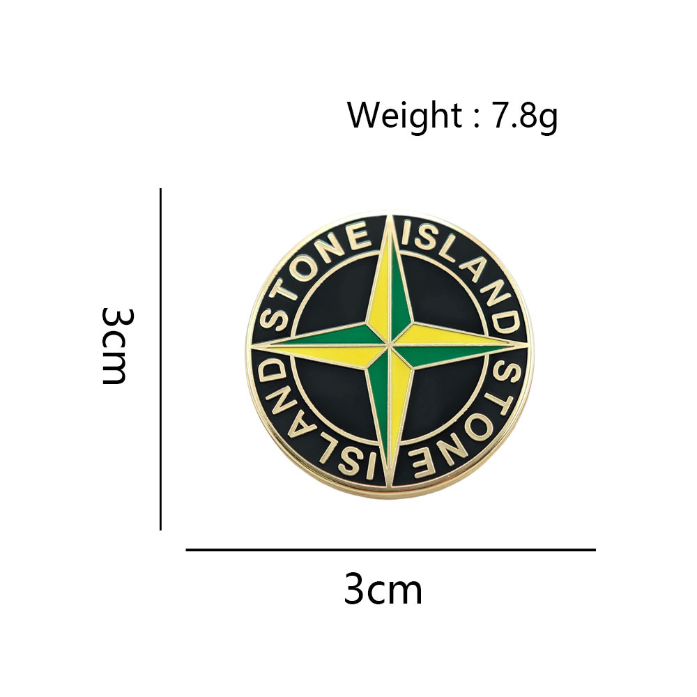 Stone Island Compass Badge Brooch Compass Metal Enamel Pin Trendy Brand Clothing Accessories Bag Decoration Badge