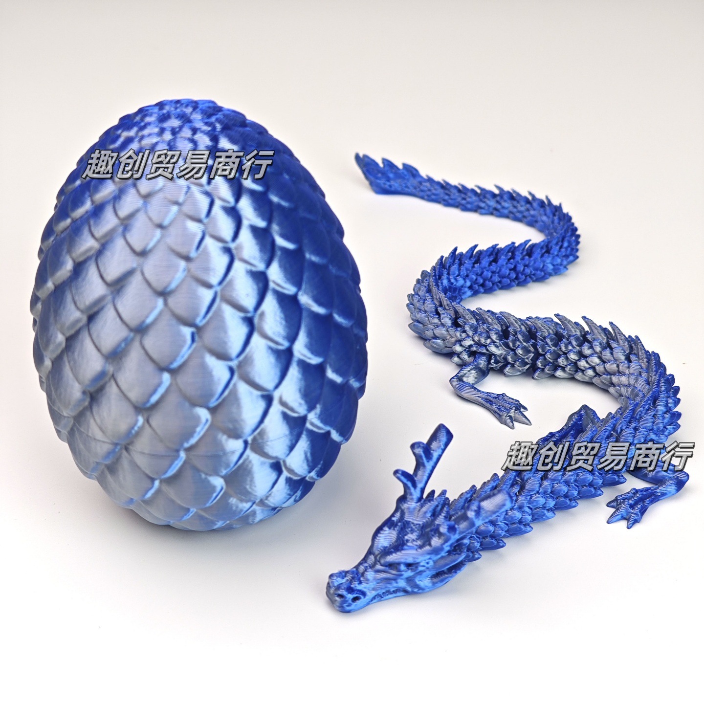 9.5CM 실크 블루 실버 드래곤 알 + 30CM 중국 용