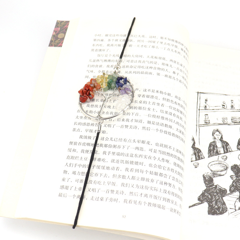20g Weight Bookmark Stationery Type 1 Piece Quantity Learning, School Occasion Filament, gravel, Copper Wire Material Life Tree Pattern Retro style 1 Piece Life Tree Learning School Filament Gravel Copper Wire Retro Bookmark 4