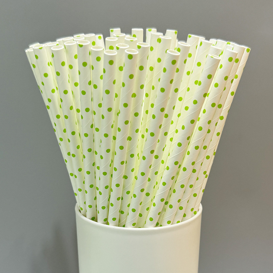 Gran cantidad en stock paja de papel desechable al por mayor paja de papel degradable paja de serie verde Verde Rayado fresco