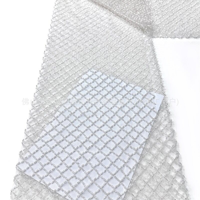 Tejido de bordado de cuentas de tubo de diamante, tela de vestido de boda de alta gama, tela de bordado de sequilla en stock