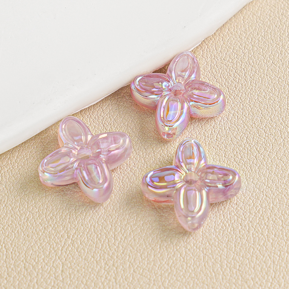 Cadena para teléfono móvil con cuentas de trébol de cuatro hojas transparente Heidi Cloud, cuentas sueltas para pulseras DIY, accesorios, piezas pequeñas, lote suelto de ABS