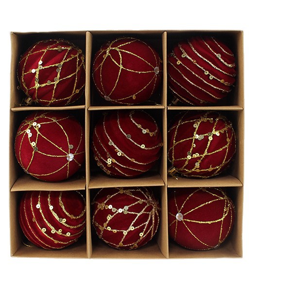 Bolas de Navidad flocado bolas de Navidad bolas de decoración de Navidad 8cm bolas de Navidad decoración de árbol de Navidad colgante decoración de Navidad