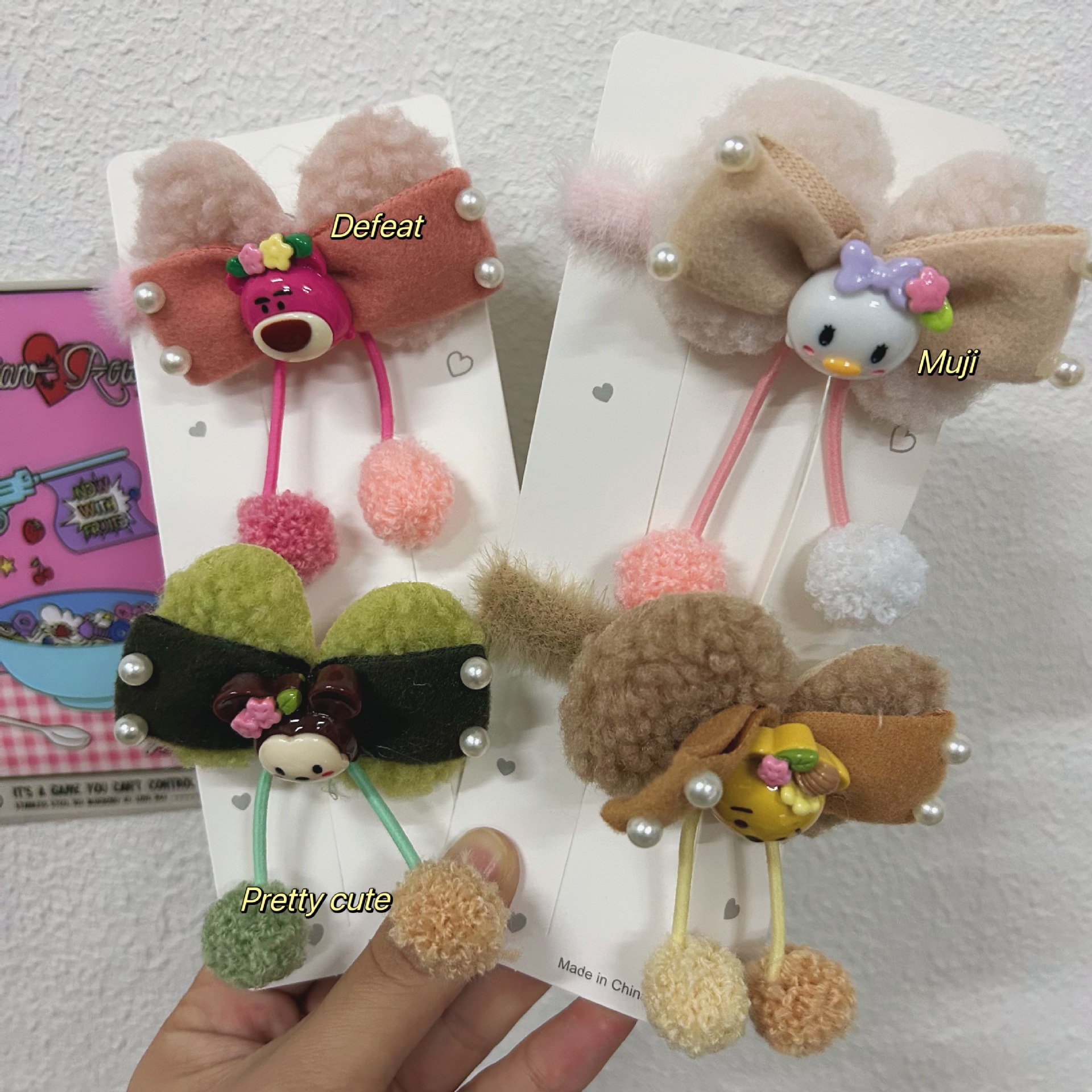Caricatura coreana para niños no daña toallas de cabello anillo de cabello de peluche invierno arco lindos bola cabeza de caballo adornos