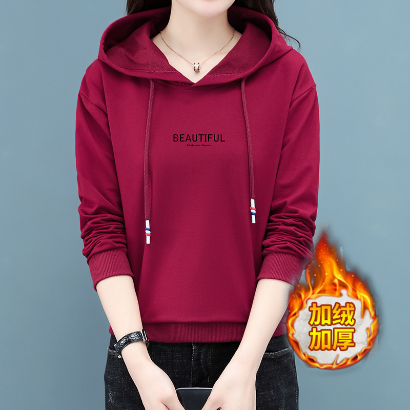 Women's Short Hooded Sweatshirt, Autumn and Winter, Chinese Red, Winter Style, Hooded, Long-Sleeved, Loose Fit, Women's 2025 Fleece-Lined and Thickened Clothing Women's Short Hooded Sweatshirt, Autumn and Winter, Chinese Red, Winter Style, Hooded, Long-Sleeved, Loose Fit, Women's 2025 Fleece-Lined and Thickened Clothing