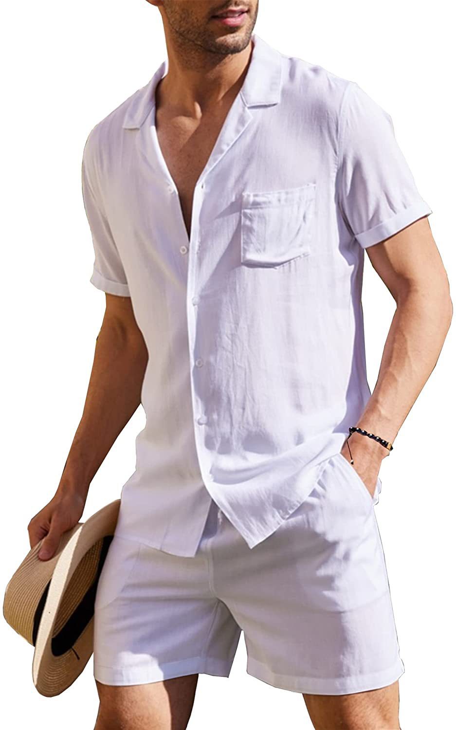 Men's Solid Color Shorts Sets Men's Clothing display picture 5