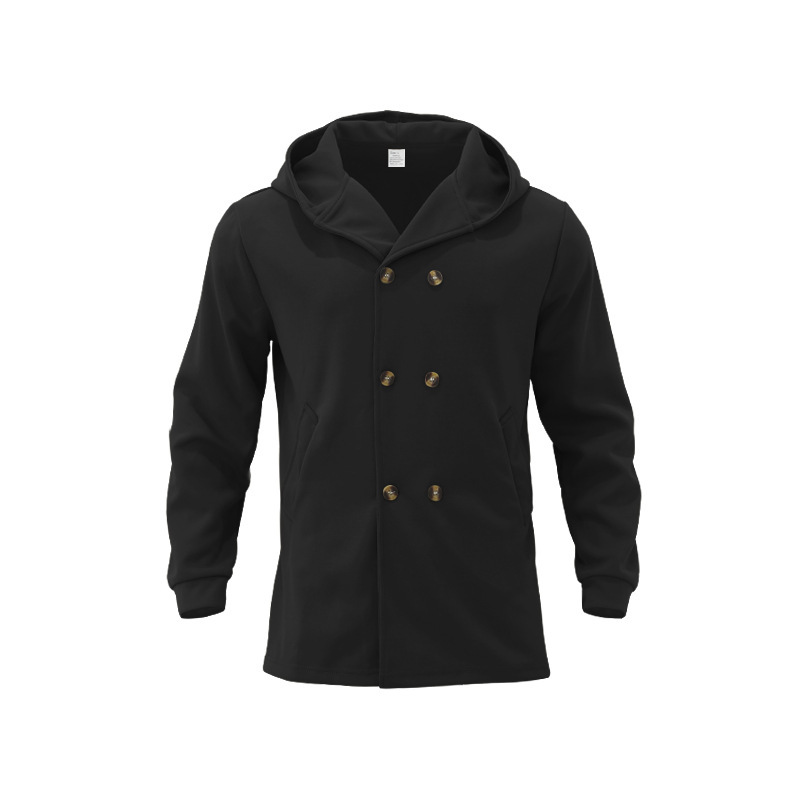 2024 New Men's Mid length Slim Fit Windbreaker Hooded Casual Solid Coat_voghion.com