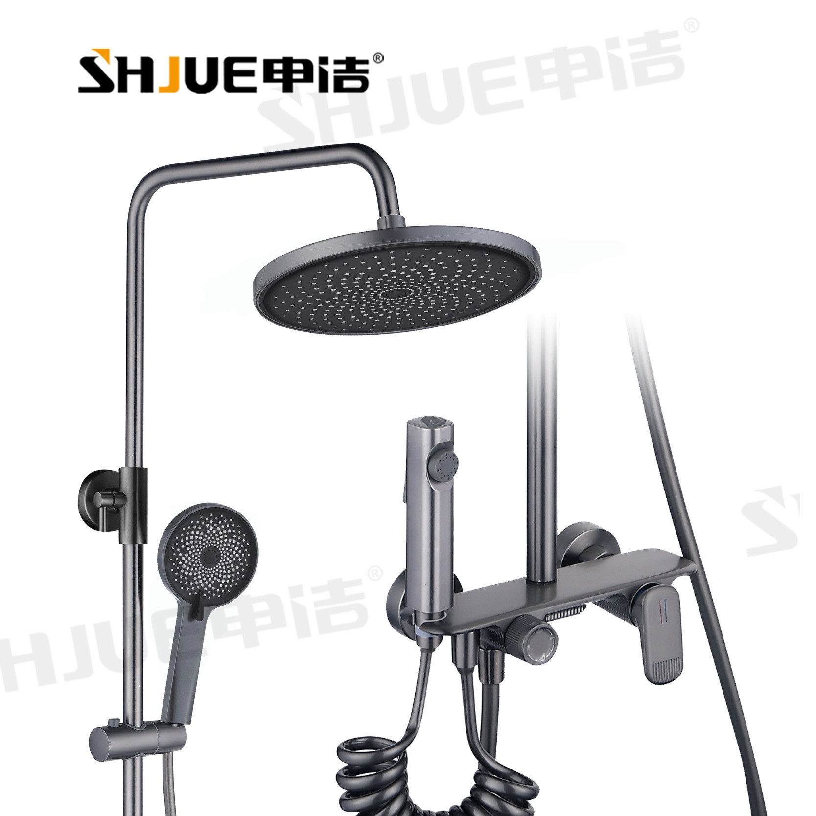 Mayorista simple bronce moderno cuatro series ducha de ducha de ducha de baño presurizado casero ducha de ducha de ducha de un conjunto completo