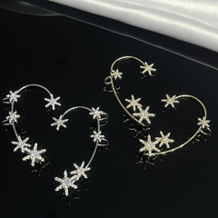 明顯同款六芒星雪花鋯石耳掛 小清新耳夾 高級感 無耳洞 耳骨夾女