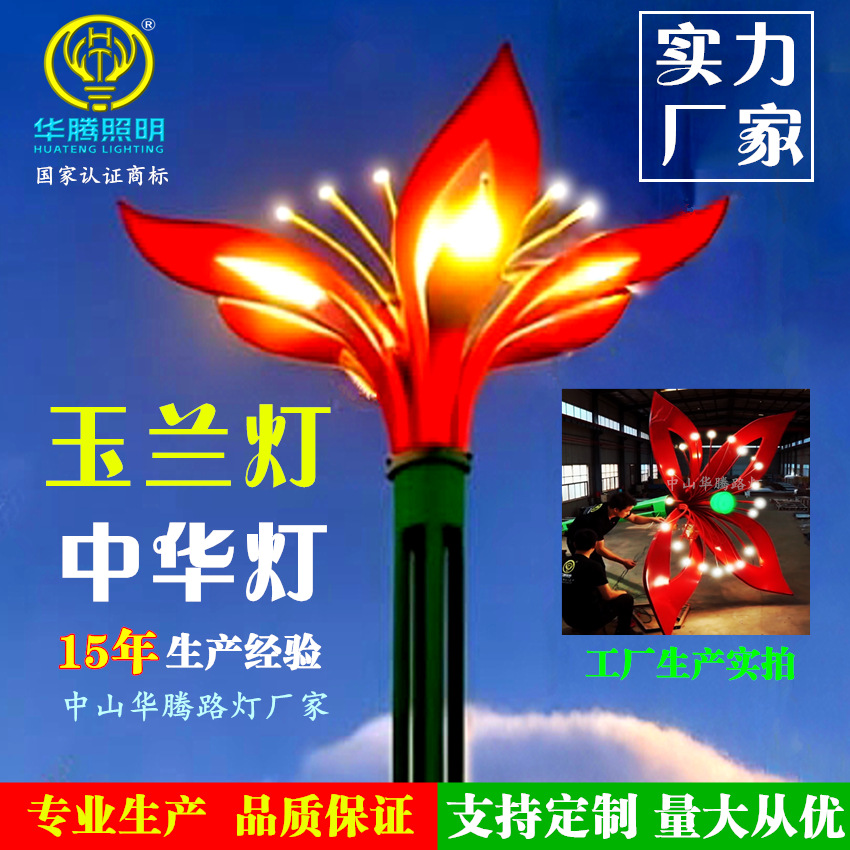 厂家生产LED玉兰灯户外广场8米/10米中华灯市政异形路灯景观灯