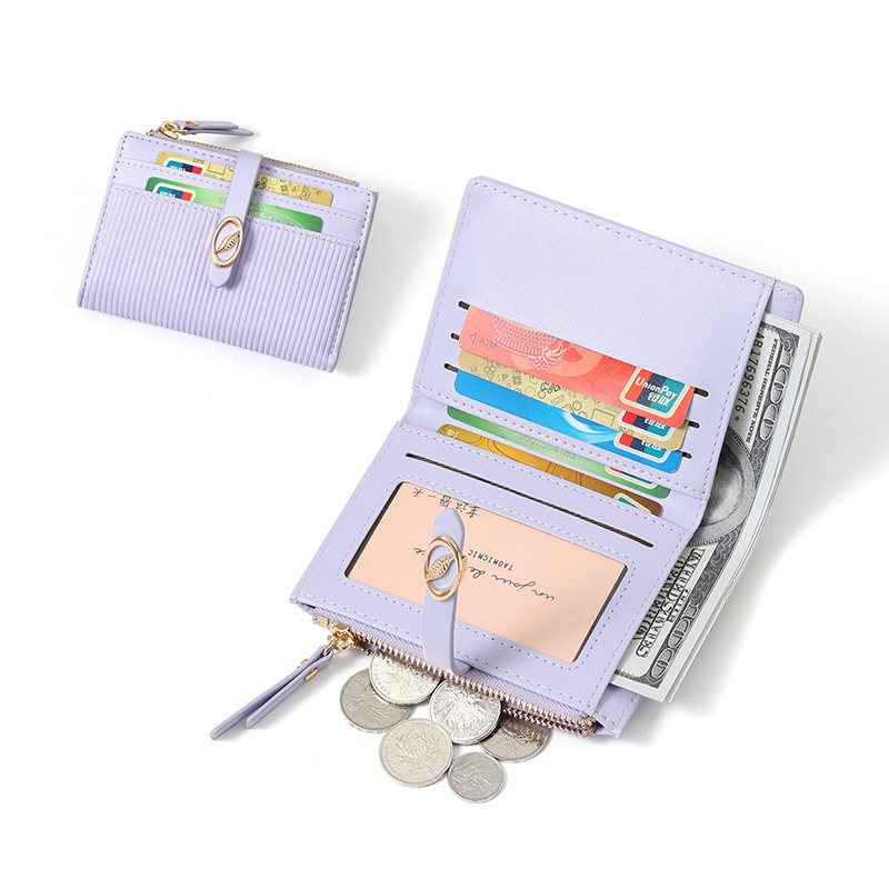 クロスボーダー小新鮮な 80% off 女性財布学生かわいいニッチデザイン葉 PU ストライプ小銭入れ卸売|undefined