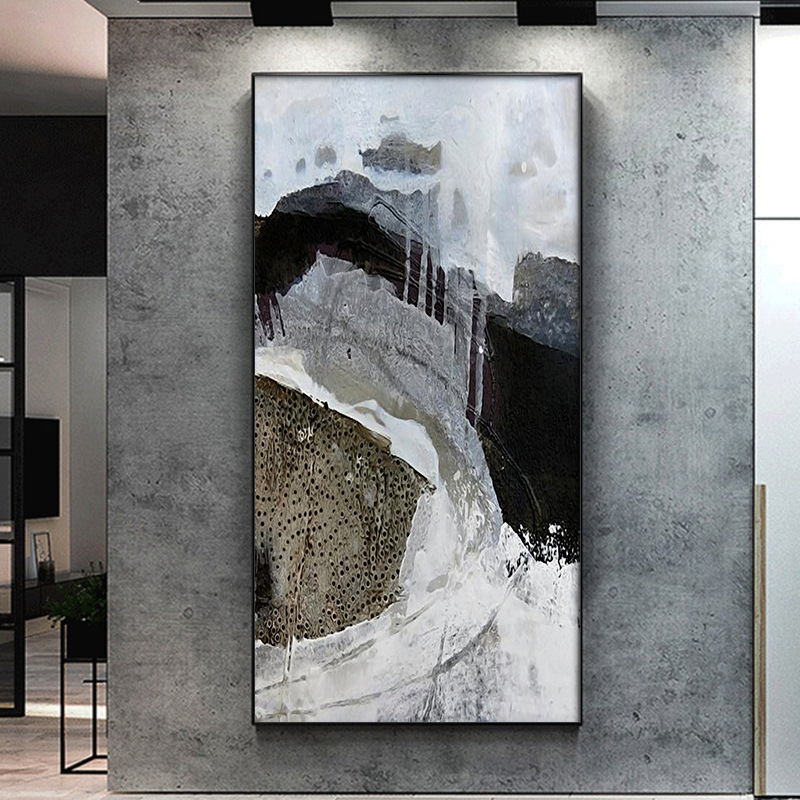 Pintura decorativa abstracta moderna vertical, diseño de corredor, impresión de alta calidad, estilo diseñador, no hecha a mano