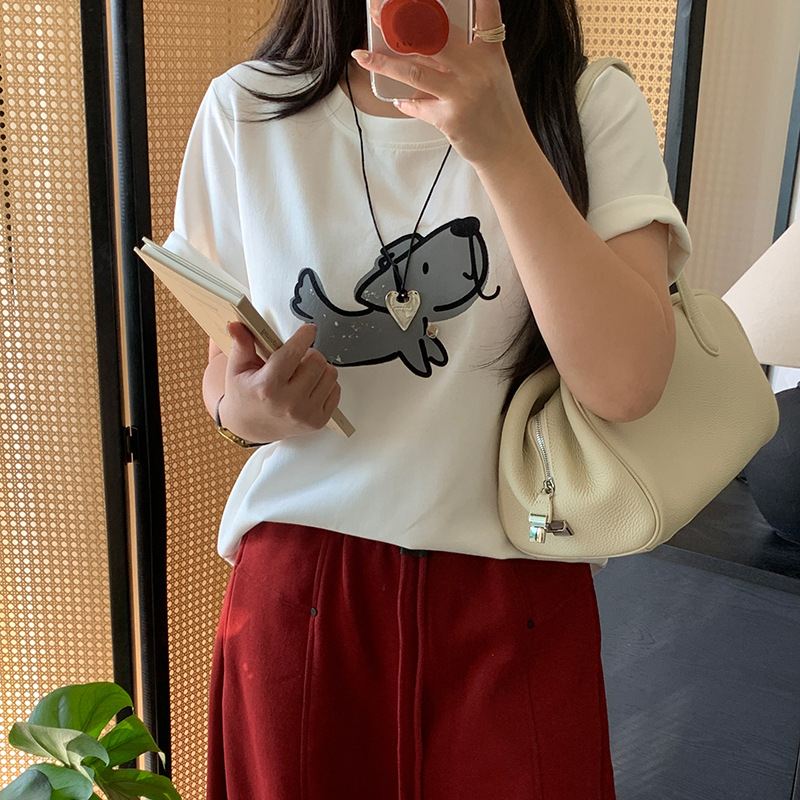 烟台双天服饰2026春季胖mm大码女装新款卡通印花圆领短袖T恤W-268
