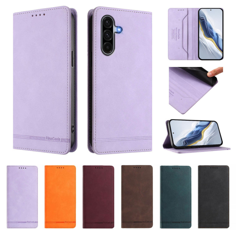 Suitable for Samsung Xcover 7 Pro Solid Color Strong Magnetic Anti-Theft Leather Case A26 Full-Cover Anti-Drop Protective Case
