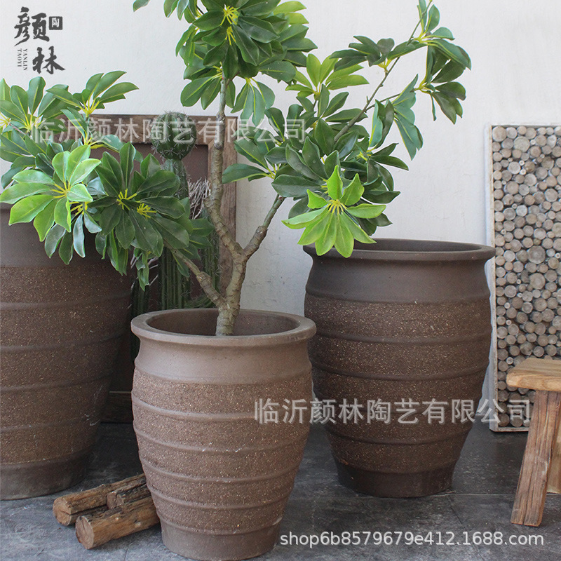 Lodo de arena púrpura con maceta alta de cerámica maceta profunda de flores maceta de cerámica gruesa paisajística de tornillo maceta de decoración de balcón de plantación verde maceta combinada