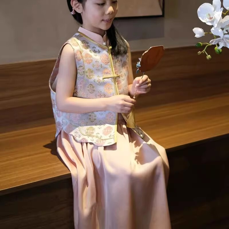 汉服女童夏装2025新款儿童国风新中式印花马甲薄款女孩高端上衣潮|undefined