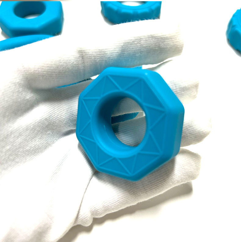 Liquid Silicone Locking Delay Ring, Manual Cock and Ball Ring, Blue Textured Design — detail image 8