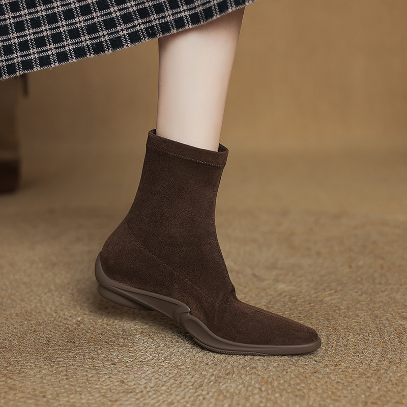 Stretch Suede Slim Boots Pointed Toe Socks Boots 2025 New Autumn and Winter Fleece-Lined Soft Sole Versatile Sports Short Boots for Women Stretch Suede Slim Boots Pointed Toe Socks Boots 2025 New Autumn and Winter Fleece-Lined Soft Sole Versatile Sports Short Boots for Women