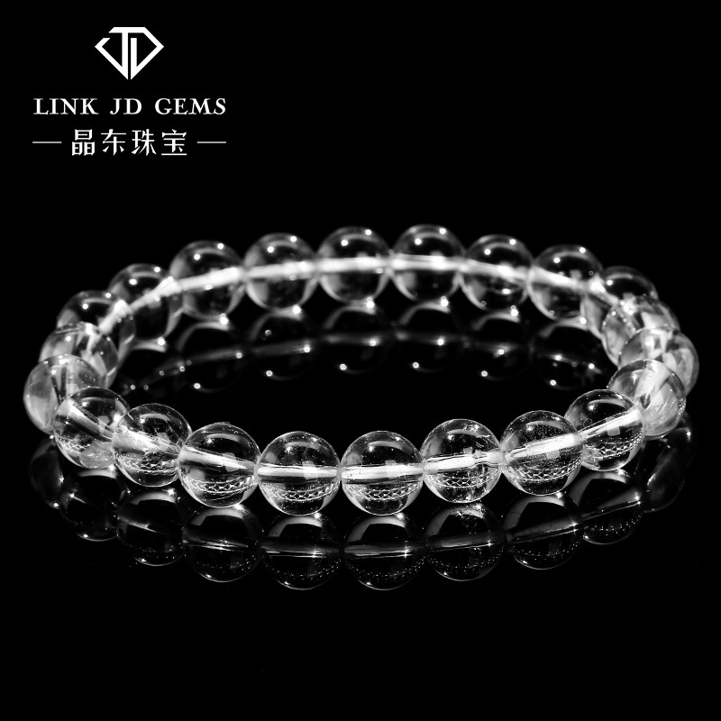Jingdong jewelry 8A grade natural white crystal net bracelet fashion simple men's and women's transparent round bead bracelet wholesale