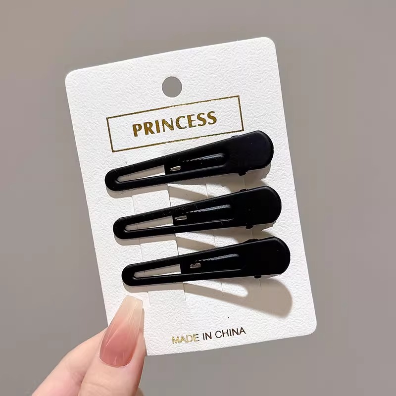 Clips de pelo negro simple esmaltado verano cabello fruncado clips frontal lateral tocado temperamento clips bb mujeres