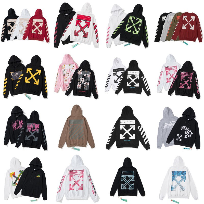 2024 autumn and winter fashion brand new OW classic baroque angel wings pattern hooded sweater coat wholesale