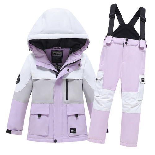 Children's Ski Suit Set for Boys and Girls, Workwear Ski Jacket and Pants, Windproof and Waterproof, Unisex Snowboard Suit Set