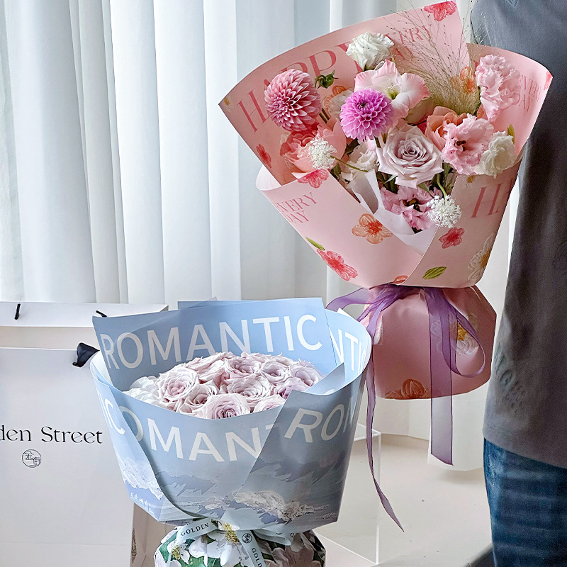 Floristería floral papel de flores al por mayor pintura al óleo serie Arte ramo papel de regalo romántico jardín de flores papel de regalo