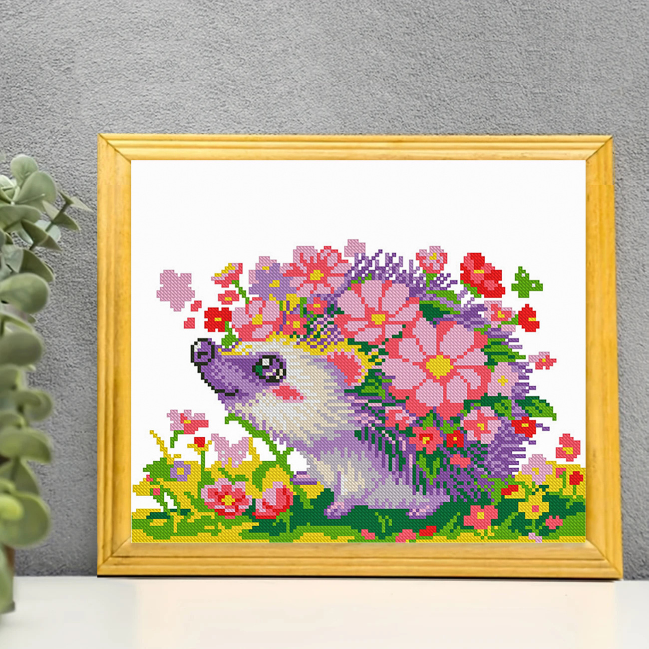 Venta caliente transfronteriza flores de punto de cruz erizo dibujos animados animales niños punto de cruz piezas pequeñas hecho a mano bordado al por mayor image 2