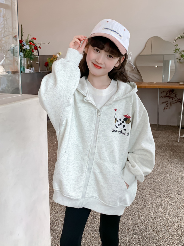 女童秋装韩版卡通拉链外套2025新款中大童韩版连帽长袖开衫卫衣潮|undefined