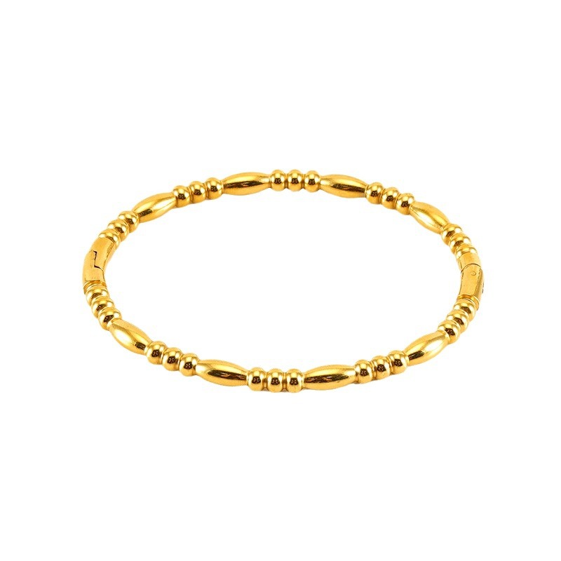 Cross-border 2023 Nuevo cono de oro cuentas de titanio acero liso pulsera nicho simple pulsera no se desvanece