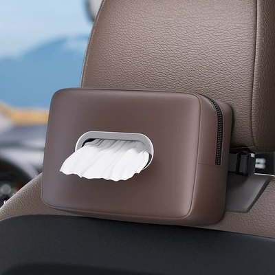 Car tissue box/set Back Hanging Car Tissue Box - brown-3109-tissue-box