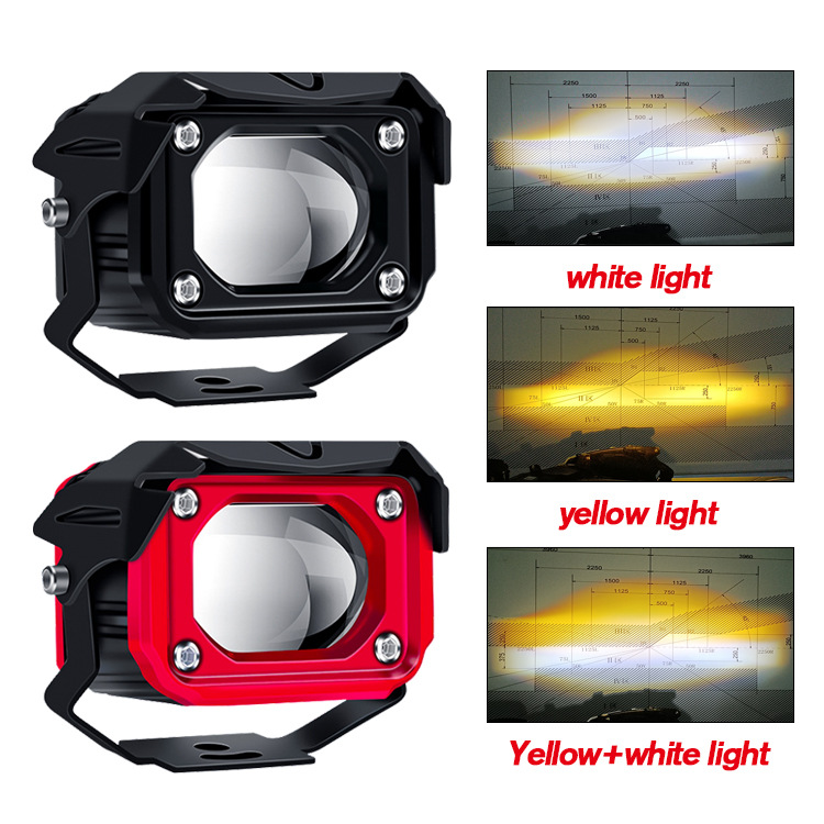 厂家直销跨境汽车led改装双色激光雾灯金刚大钢炮射灯越野车灯